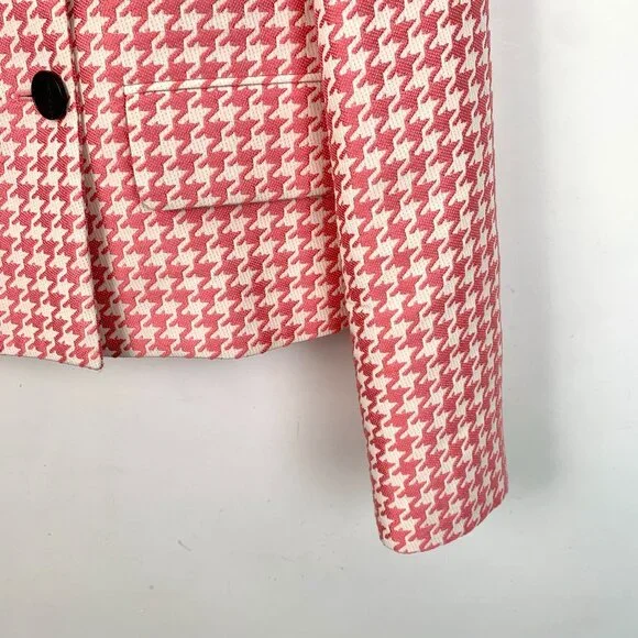 Christian Dior Womens Pink & White Houndstooth Double-Breasted Jacket